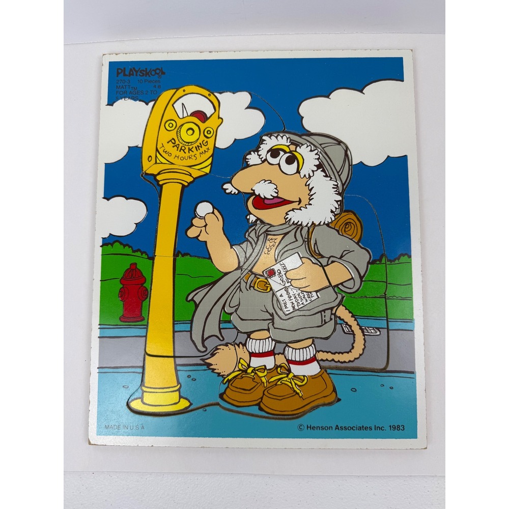 Vintage 1983 Playskool Fraggle Rock Uncle Traveling Matt Wood Puzzle 270-3 10pc
